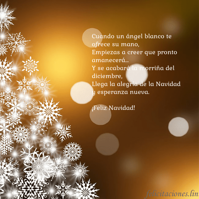 Tarjeta de felicitación con un árbol de Navidad hecho de copos de nieve Cuando un ángel blanco te ofrece su mano,
Empiezas Tarjeta de felicitación con un árbol de Navidad hecho de copos de nieve