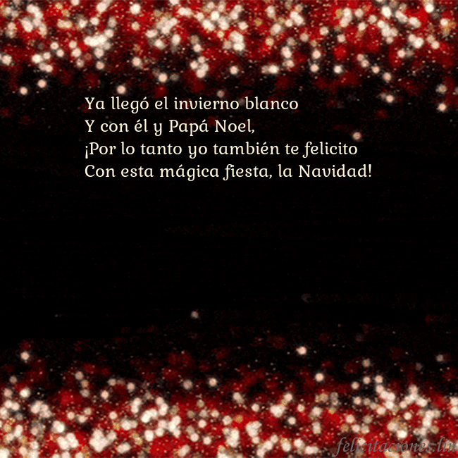 Postal animada intermitente negro-rojo Ya llegó el invierno blanco
Y con él y Papá Noel,
Postal animada intermitente negro-rojo