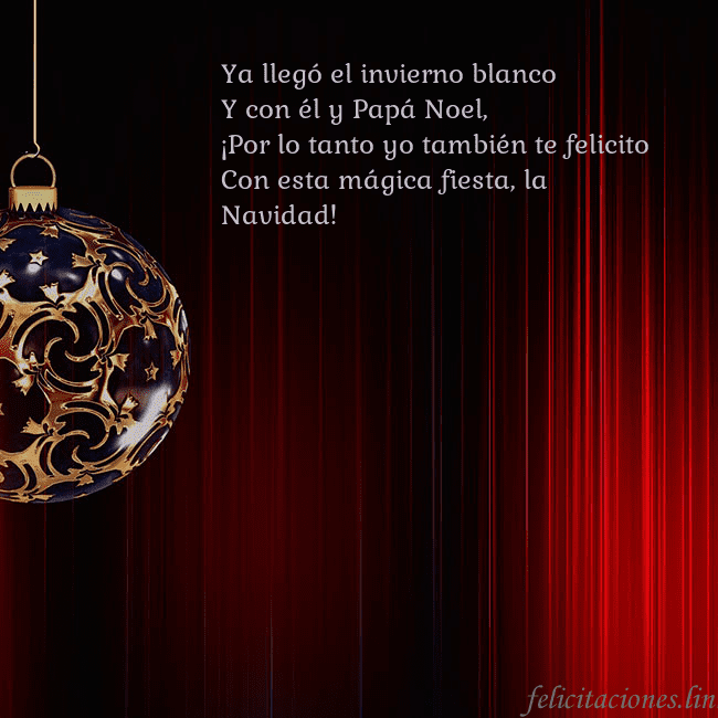 Tarjeta roja con un lujoso juguete de árbol de Navidad Ya llegó el invierno blanco
Y con él y Papá Noel,
Tarjeta roja con un lujoso juguete de árbol de Navidad
