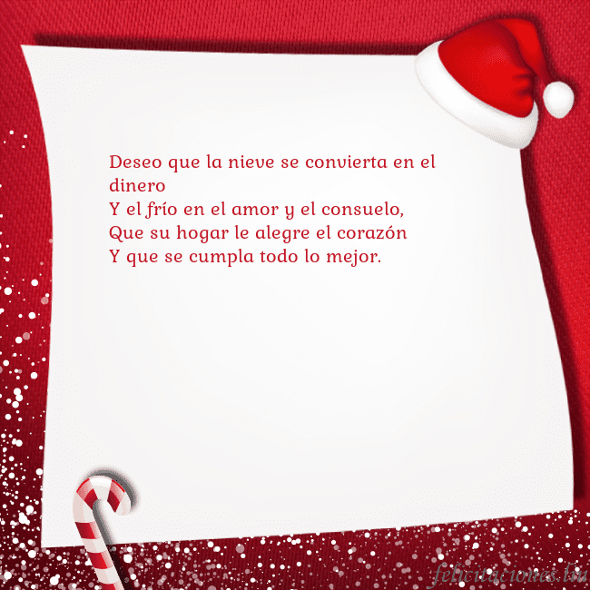 Tarjeta con dulces y un sombrero enano Deseo que la nieve se convierta en el dinero
Y el Tarjeta con dulces y un sombrero enano