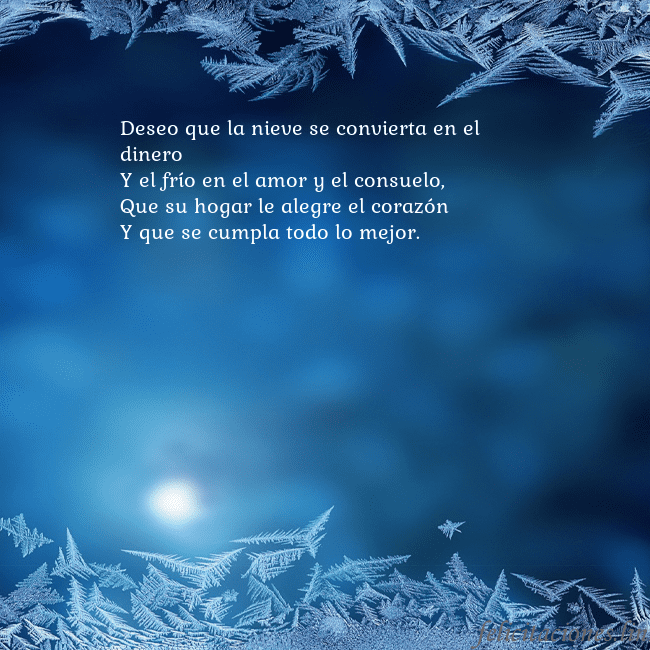 Tarjeta azul con escarcha Deseo que la nieve se convierta en el dinero
Y el  Tarjeta azul con escarcha