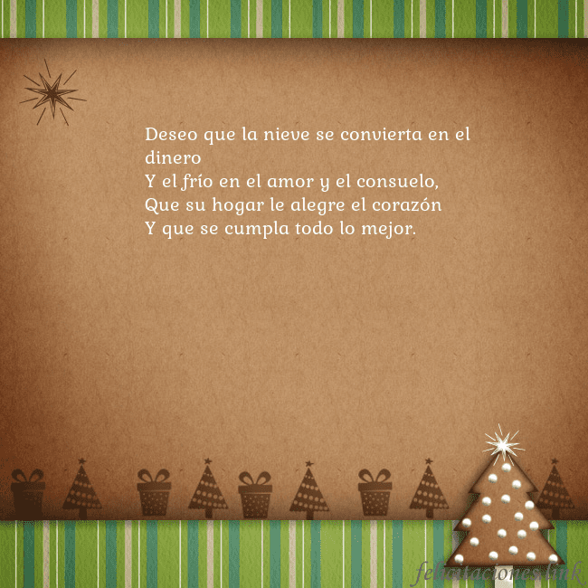 Tarjeta con un árbol de pan de jengibre Deseo que la nieve se convierta en el dinero
Y el Tarjeta con un árbol de pan de jengibre