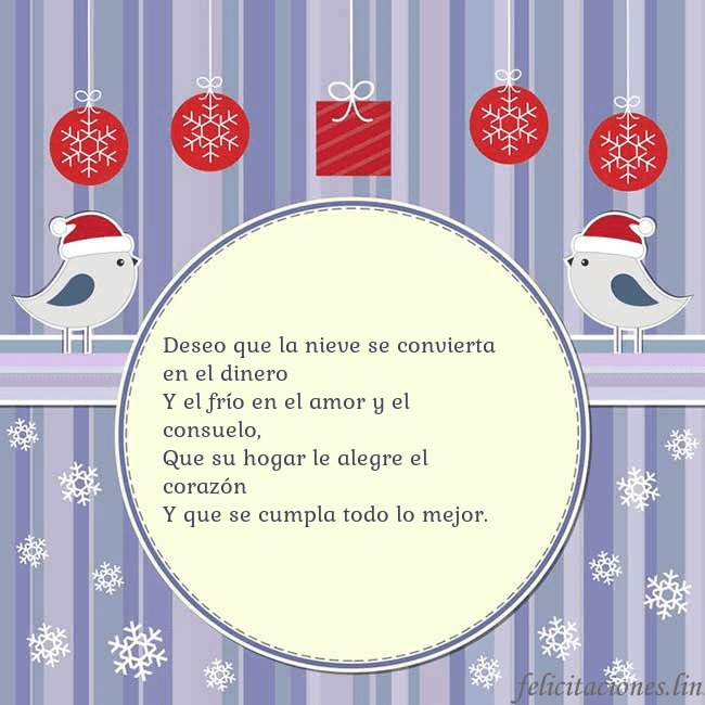 Tarjeta con pájaros navideños Deseo que la nieve se convierta en el dinero
Y el  Tarjeta con pájaros navideños