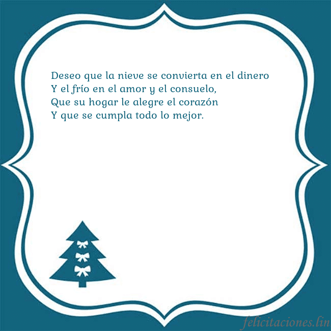 Tarjeta con un árbol de Navidad azul Deseo que la nieve se convierta en el dinero
Y el  Tarjeta con un árbol de Navidad azul