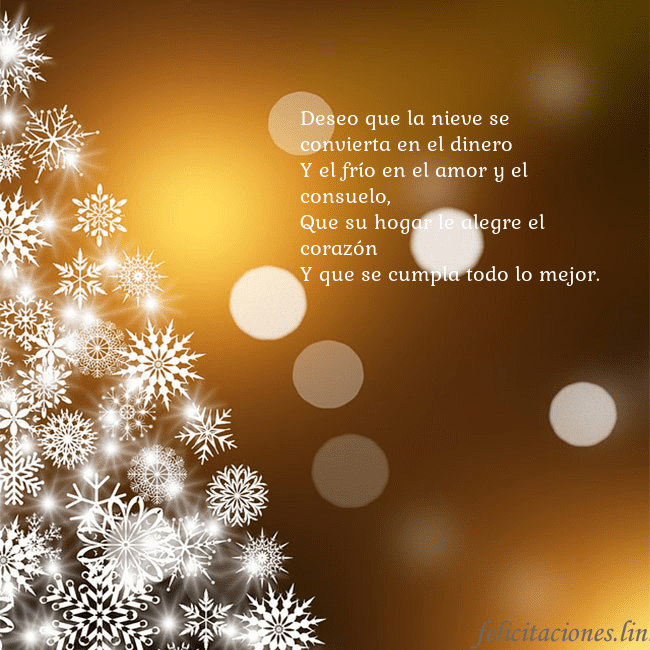 Tarjeta de felicitación con un árbol de Navidad hecho de copos de nieve Deseo que la nieve se convierta en el dinero
Y el Tarjeta de felicitación con un árbol de Navidad hecho de copos de nieve