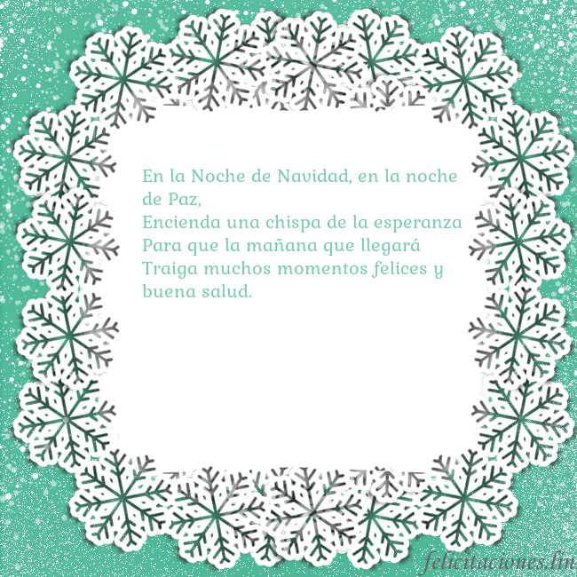 Tarjeta con copos de nieve En la Noche de Navidad, en la noche de Paz,
Encien Tarjeta con copos de nieve