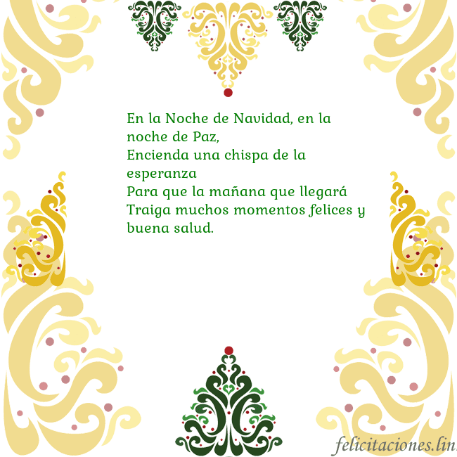 Tarjeta con adornos navideños En la Noche de Navidad, en la noche de Paz,
Encien Tarjeta con adornos navideños