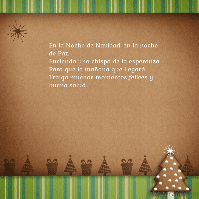 Tarjeta con un árbol de pan de jengibre En la Noche de Navidad, en la noche de Paz,
Encien Tarjeta con un árbol de pan de jengibre