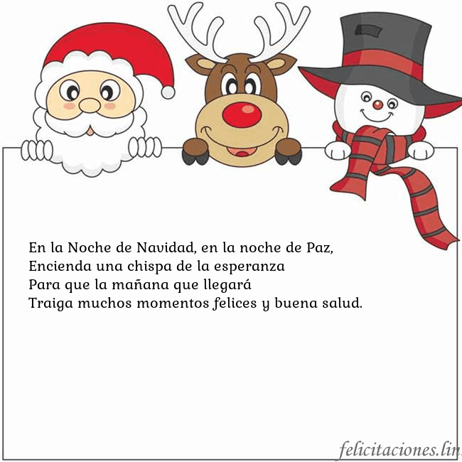 Tarjeta con santa claus, ciervos y monigote de nieve En la Noche de Navidad, en la noche de Paz,
Encien Tarjeta con santa claus, ciervos y monigote de nieve