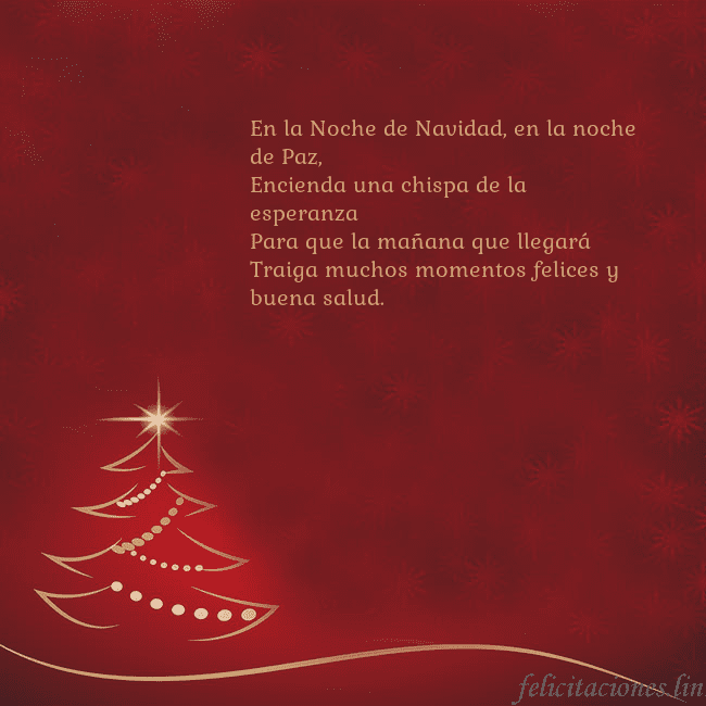 Tarjeta de Navidad roja con árbol de Navidad dorado