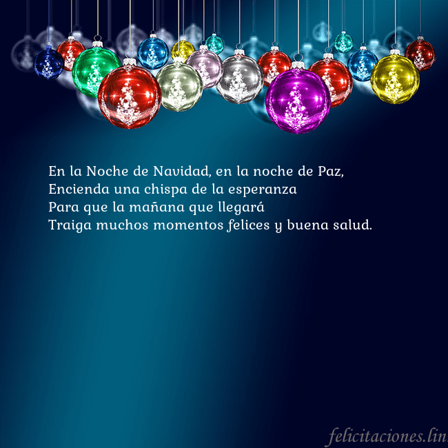 Tarjeta de felicitación azul con juguetes de árbol de Navidad En la Noche de Navidad, en la noche de Paz,
Encien Tarjeta de felicitación azul con juguetes de árbol de Navidad