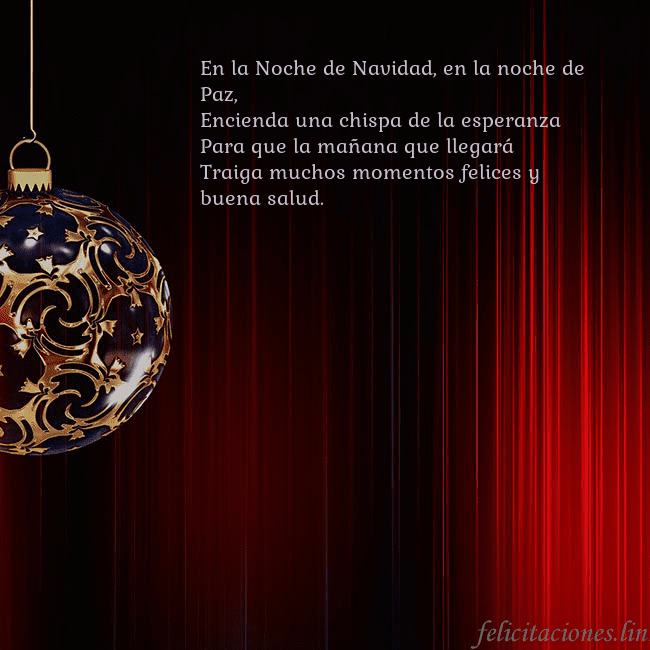 Tarjeta roja con un lujoso juguete de árbol de Navidad En la Noche de Navidad, en la noche de Paz,
Encien Tarjeta roja con un lujoso juguete de árbol de Navidad