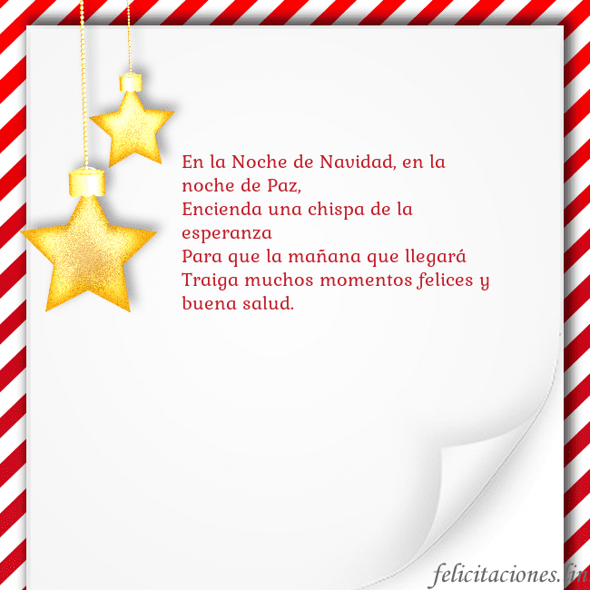 Tarjeta con estrellas doradas En la Noche de Navidad, en la noche de Paz,
Encien Tarjeta con estrellas doradas
