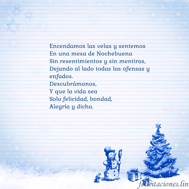 Tarjeta con un muñeco de nieve azul y un árbol de Navidad