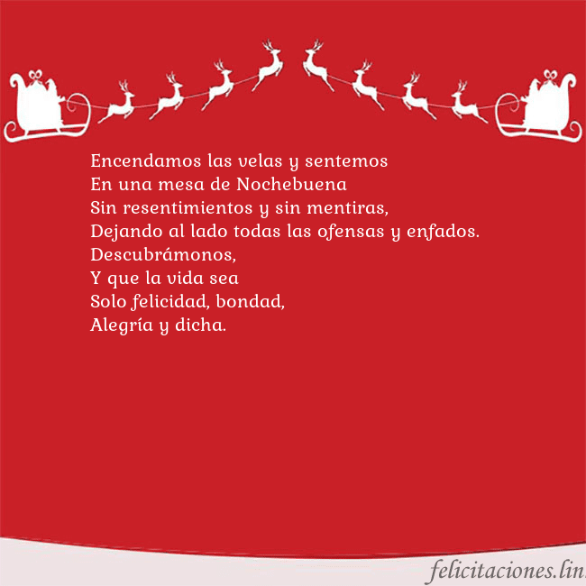 Postal roja con ciervos Encendamos las velas y sentemos
En una mesa de Noc Postal roja con ciervos