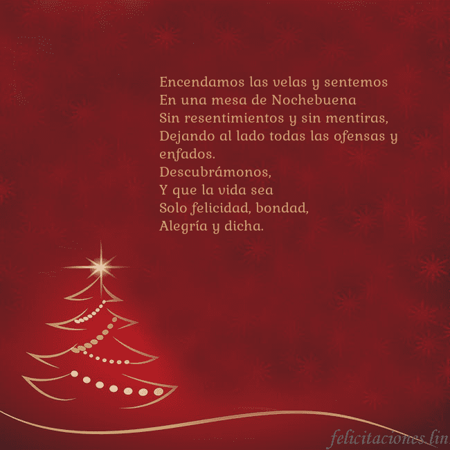Tarjeta de Navidad roja con árbol de Navidad dorado Encendamos las velas y sentemos
En una mesa de Noc Tarjeta de Navidad roja con árbol de Navidad dorado