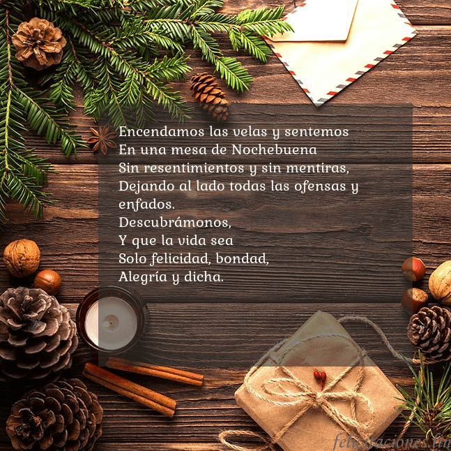 Tarjeta navideña con piñas y rama de abeto Encendamos las velas y sentemos
En una mesa de Noc Tarjeta navideña con piñas y rama de abeto