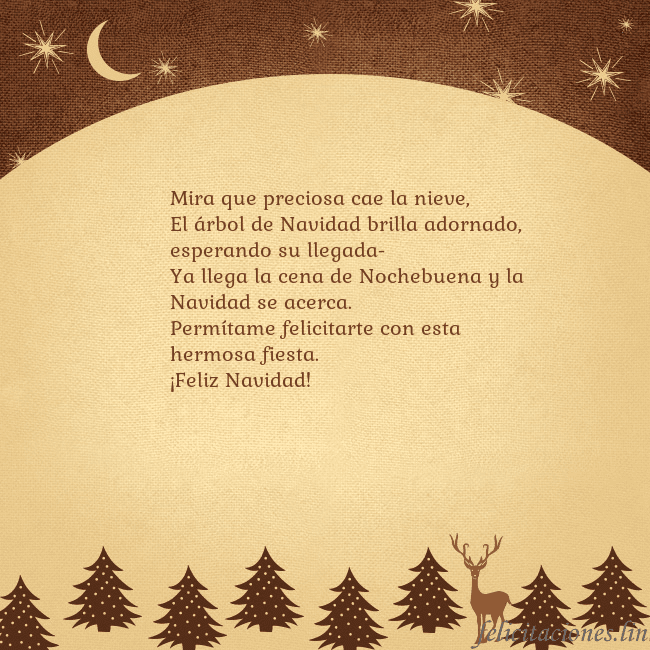 Tarjeta marrón con ciervos y abetos