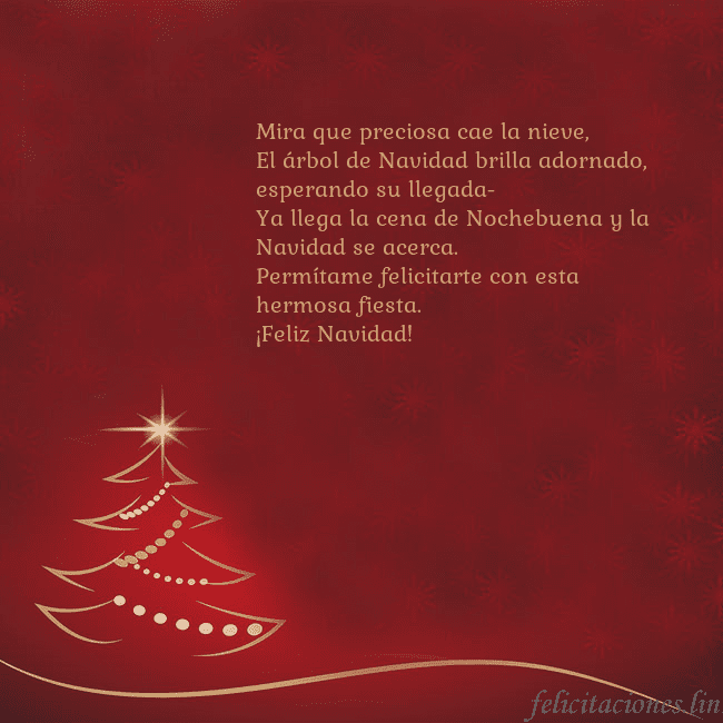 Tarjeta de Navidad roja con árbol de Navidad dorado Mira que preciosa cae la nieve,
El árbol de Navida Tarjeta de Navidad roja con árbol de Navidad dorado