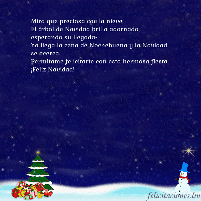 Tarjeta de felicitación con un muñeco de nieve, un árbol de Navidad y regalos Mira que preciosa cae la nieve,
El árbol de Navida Tarjeta de felicitación con un muñeco de nieve, un árbol de Navidad y regalos