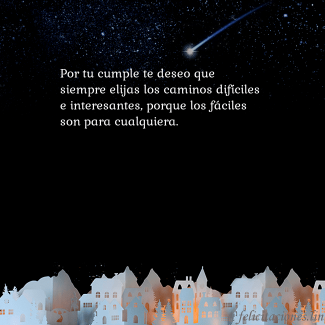 Tarjeta negra con un cometa Por tu cumple te deseo que siempre elijas los cami Tarjeta negra con un cometa