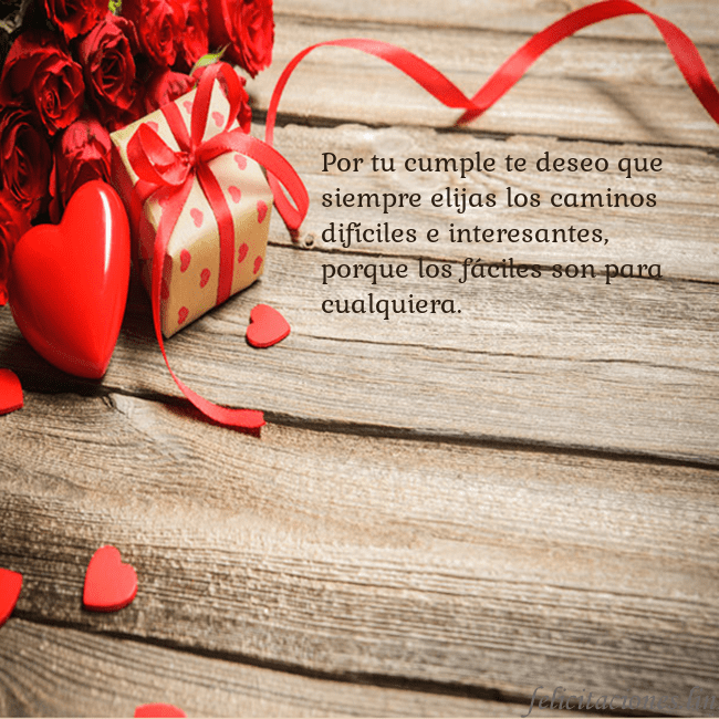 Tarjeta con con corazón rojo Por tu cumple te deseo que siempre elijas los cami Tarjeta con con corazón rojo