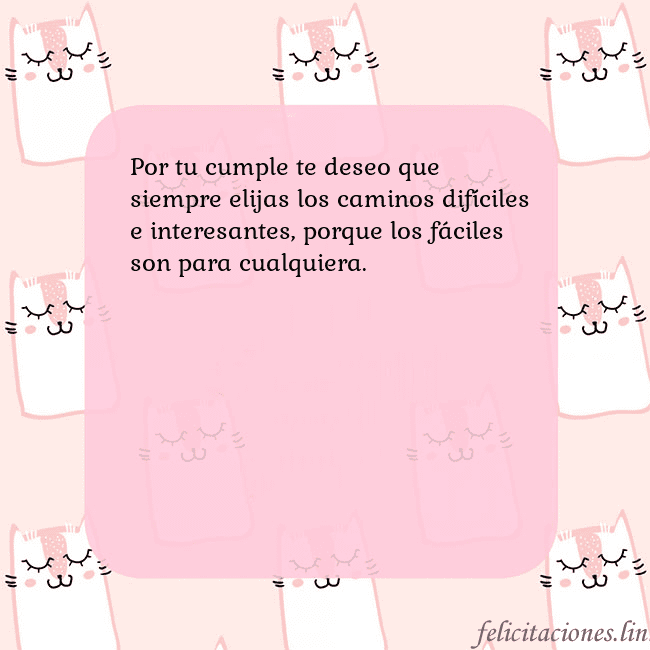 Tarjeta de cumpleaños rosa con gatos divertidos Por tu cumple te deseo que siempre elijas los cami Tarjeta de cumpleaños rosa con gatos divertidos