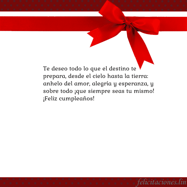 Tarjeta con cinta roja Te deseo todo lo que el destino te prepara, desde Tarjeta con cinta roja