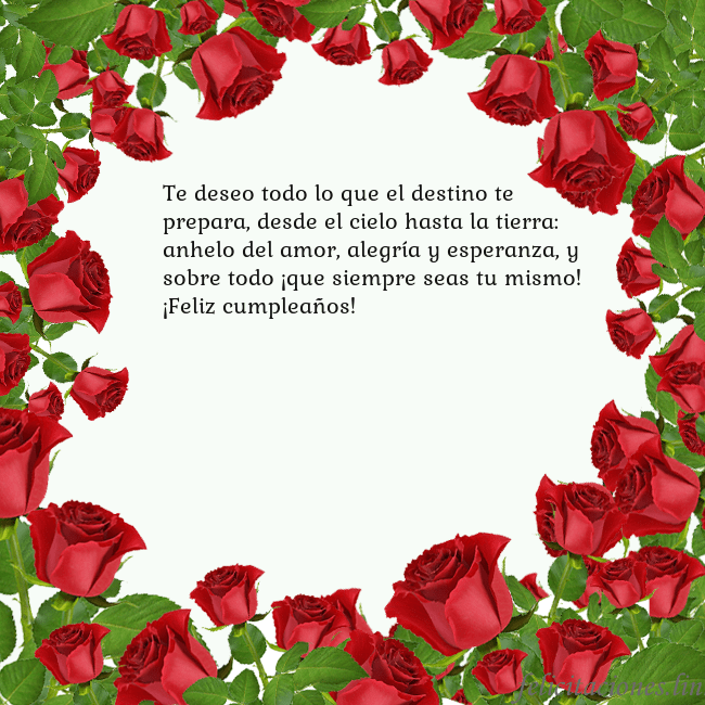 Tarjeta con con muchas rosas Te deseo todo lo que el destino te prepara, desde Tarjeta con con muchas rosas
