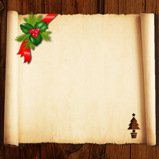 Tarjetas electrónicas de Navidad Tarjeta de Navidad sobre madera y pergamino