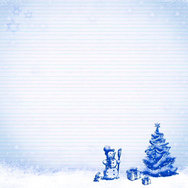Tarjetas electrónicas de Navidad Tarjeta con un muñeco de nieve azul y un árbol de Navidad
