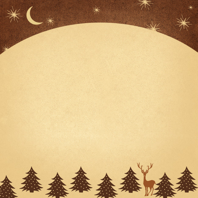 Tarjetas electrónicas de Navidad Tarjeta marrón con ciervos y abetos