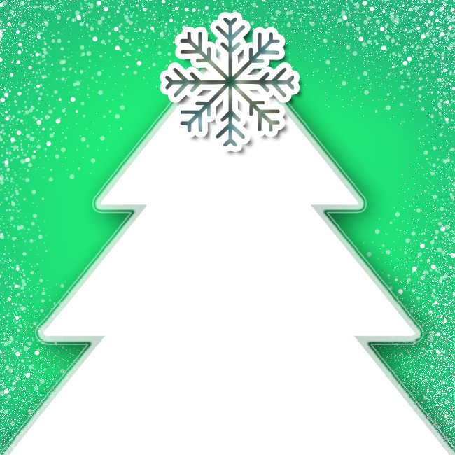 Tarjetas de Año Nuevo Tarjeta con un gran árbol de Navidad blanco sobre un fondo verde