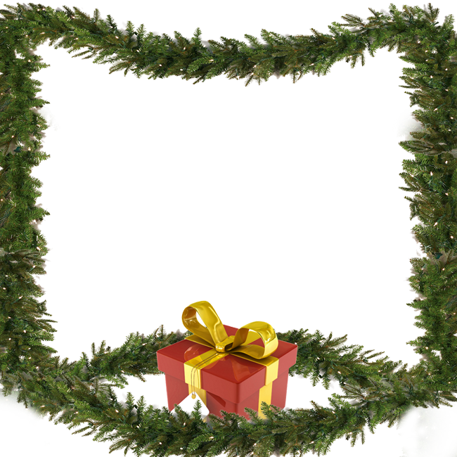 Tarjetas electrónicas de Navidad Tarjeta con ramas de abeto y regalo