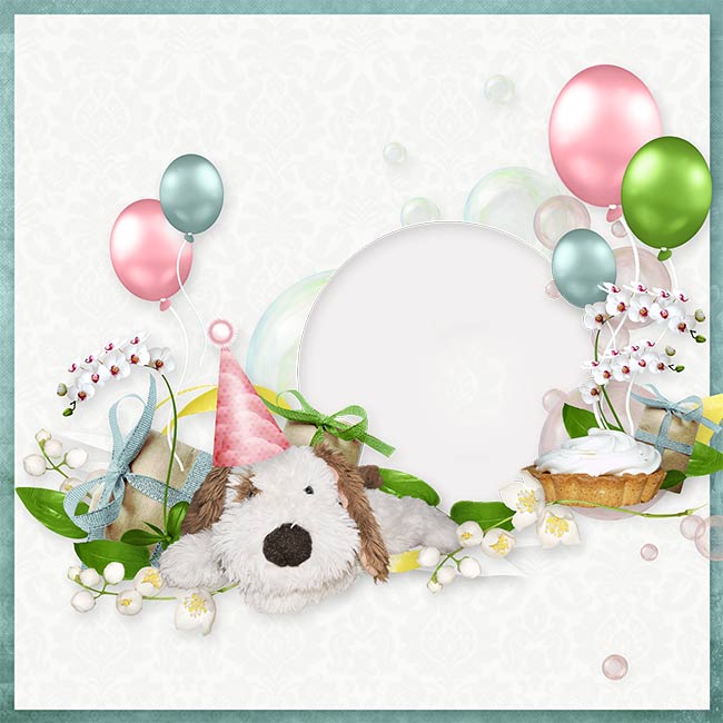 Tarjetas de cumpleaños Tarjeta de cumpleaños con perrito y globos