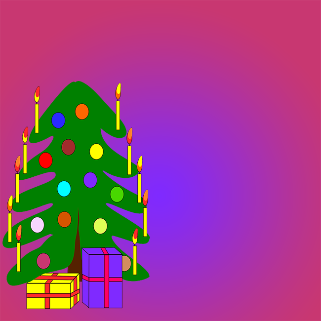 Tarjetas de Año Nuevo Tarjeta de felicitación brillante con un árbol de Navidad pintado