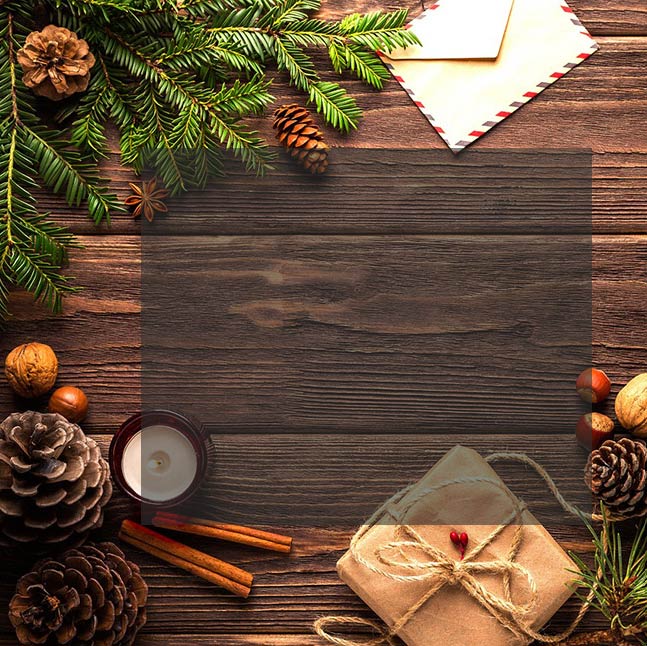 Tarjetas de Año Nuevo Tarjeta navideña con piñas y rama de abeto